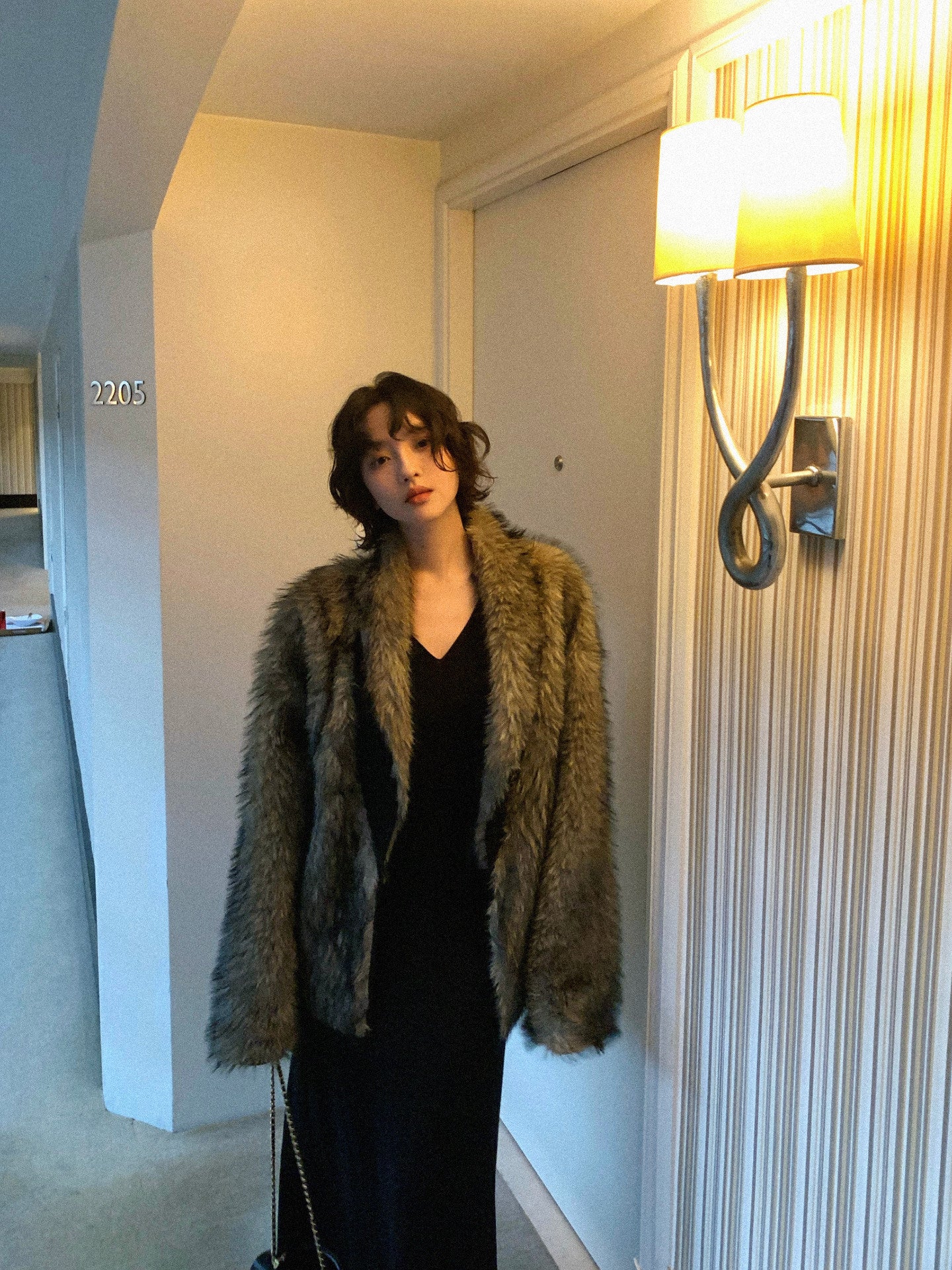 Luxe Long Eco Fur Coat
