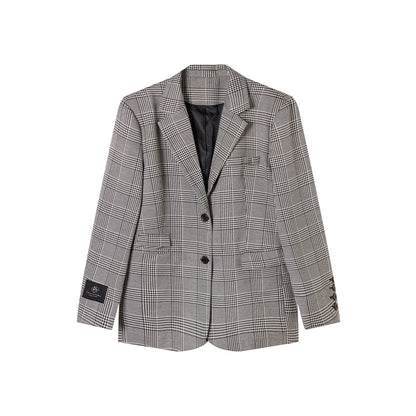 [Suit Mob] Old Money Grey Grid Suit Coat - Autumn Classic Style