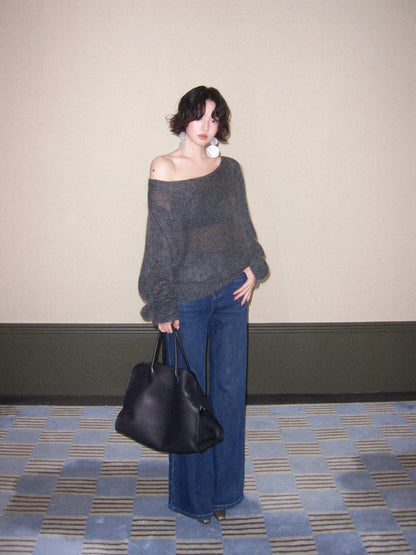 Relaxed Striped Wool-Blend Knit Top – Hong Kong Retro Autumn Drop-Shoulder Style