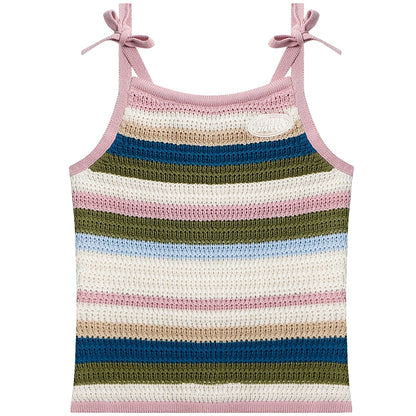 Color Striped Knitted Tank Top | Sleeveless Retro Design for Summer