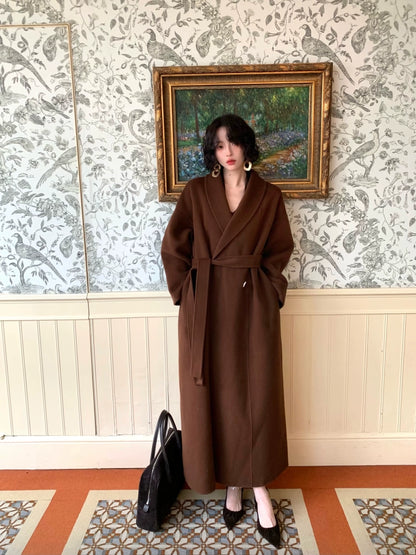 Never Forget 100% Wool Bathrobe-Style Double-Faced Coat – Winter Luxury