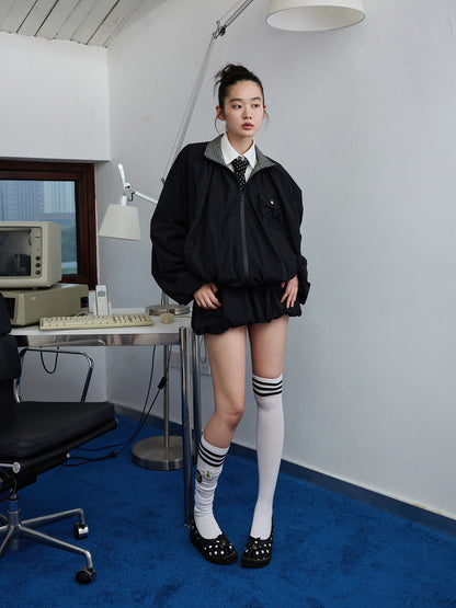 Plaid Patchwork Jacket & Skirt Set