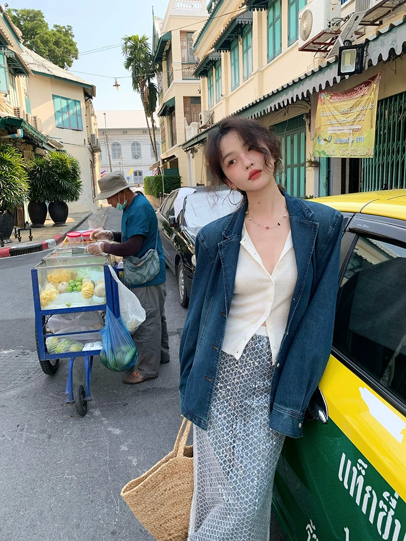 Retro Minimalist Denim Jacket