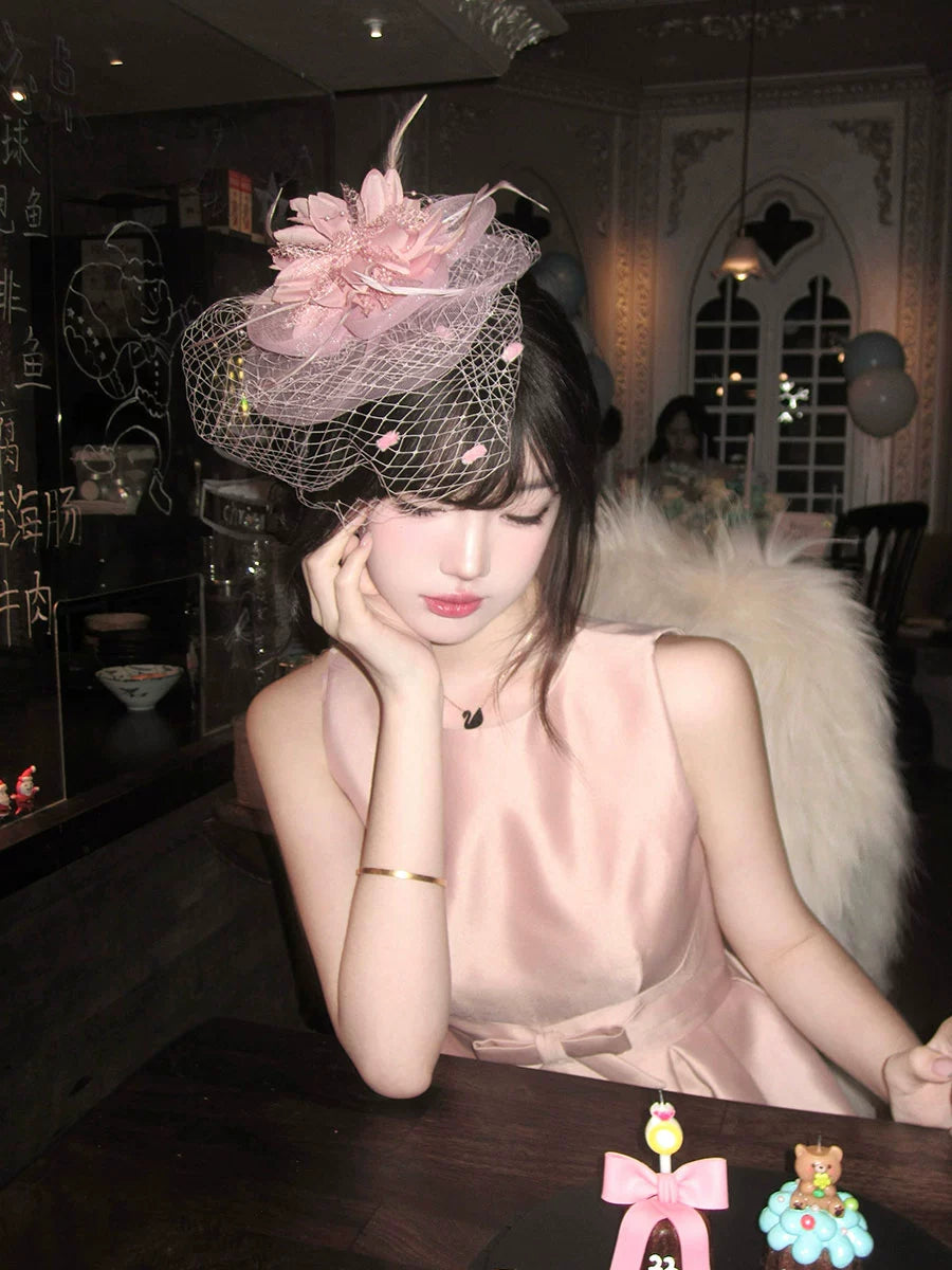 Pink Satin Birthday Dress – Elegant Cinched-Waist Coming-of-Age Gown