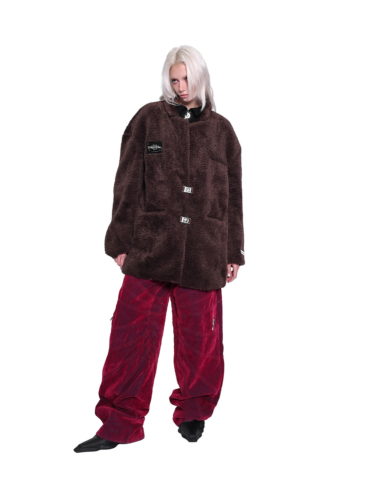 Caramel Suede Genderless Coat – Luxe Fur Loose Silhouette for Warmth