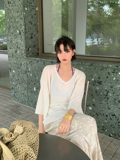 [Cloud Ink Trace] French Printed Slim-Fit High-Waist Trousers