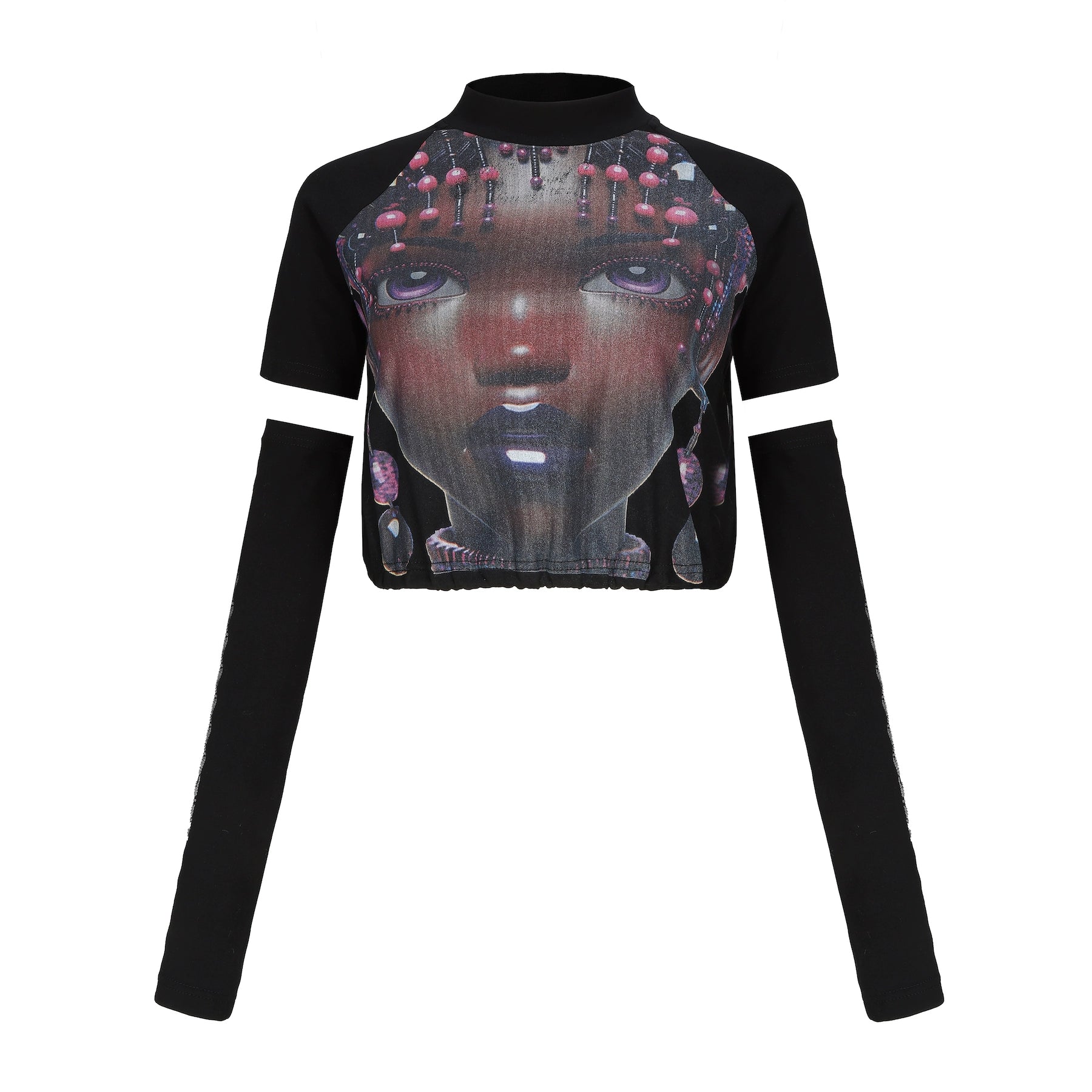 Backless AI Portrait T-shirt | Black and White Sleeved Style for Parties