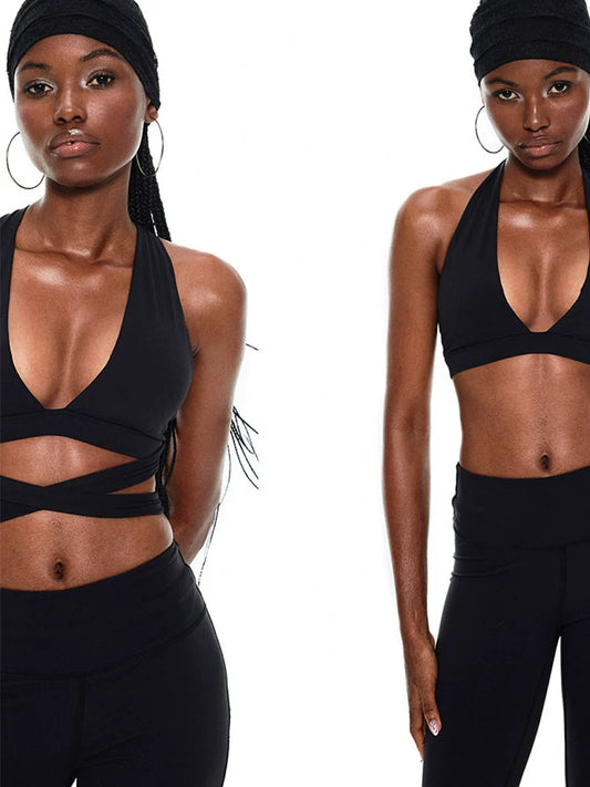 Strappy Halterneck Sports Corset – Soft Skin-Friendly Top with Built-in Pads