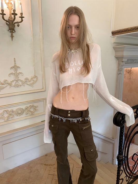 Beaded Sheer Mohair Blouse