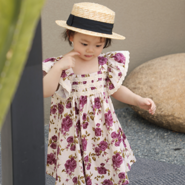 French Parent-Child Printed Strap Dress Set