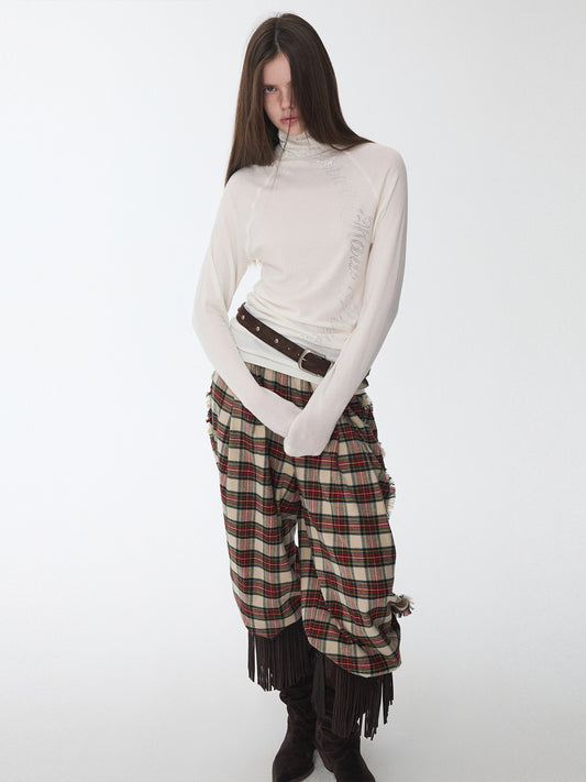 Rhinestone Raglan Turtleneck Top