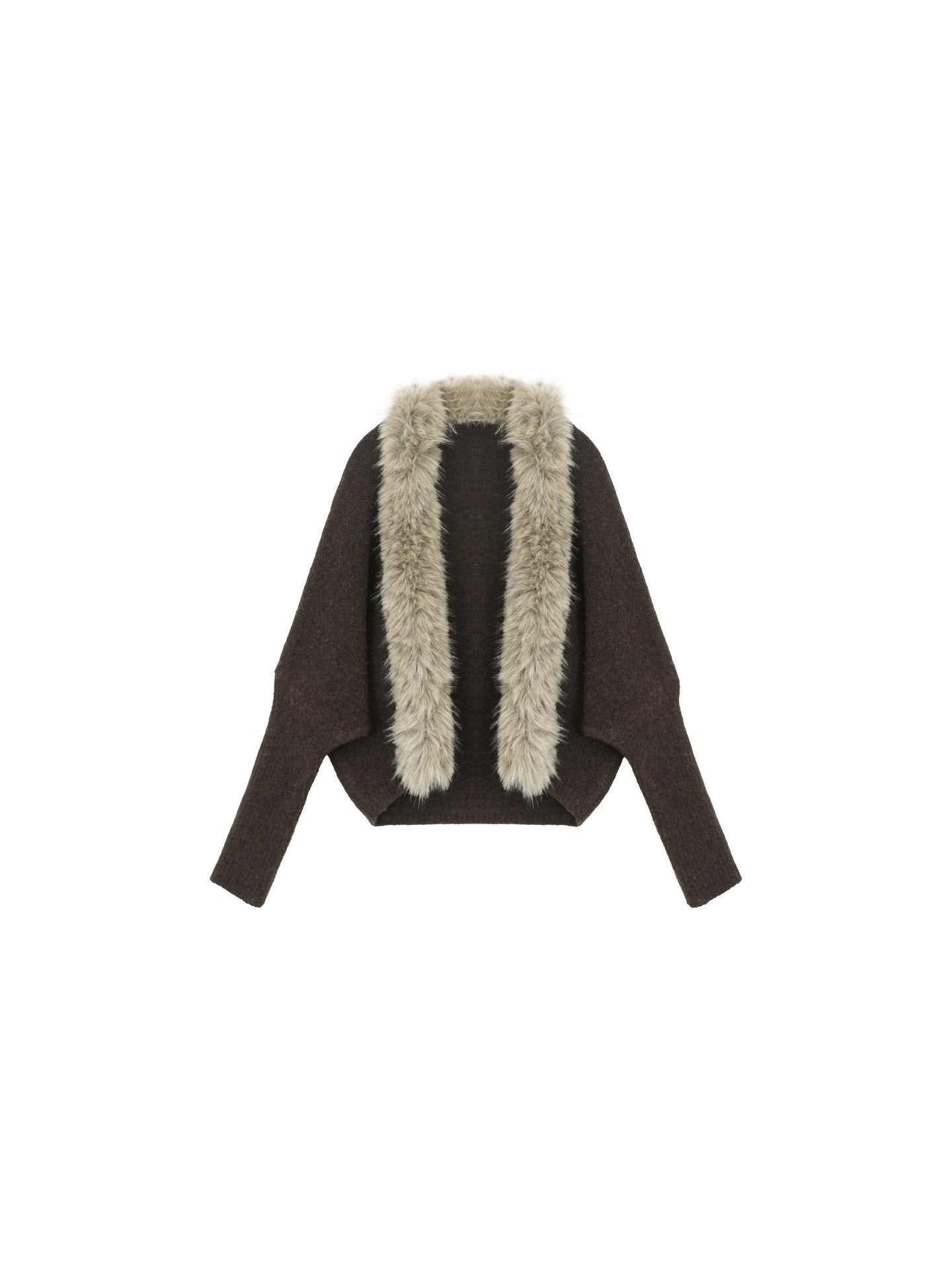 Fur Collar Cropped Knit Cardigan