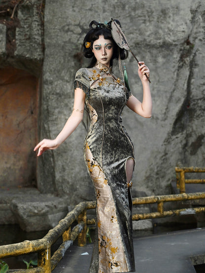 Spring Dragon Fishtail Slit Cheongsam Dress