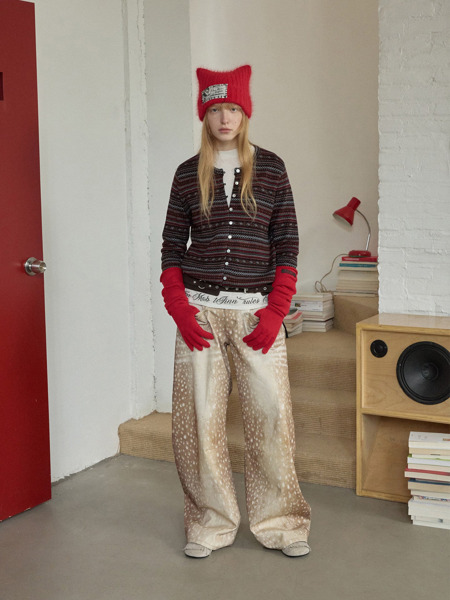 Fawn Embroidered Wide-Leg Jeans
