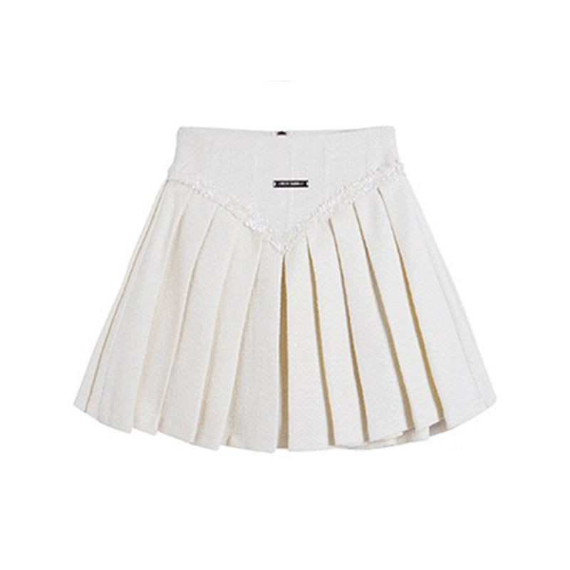 Doll Neck Bubble Sleeve Set Skirt - Summer