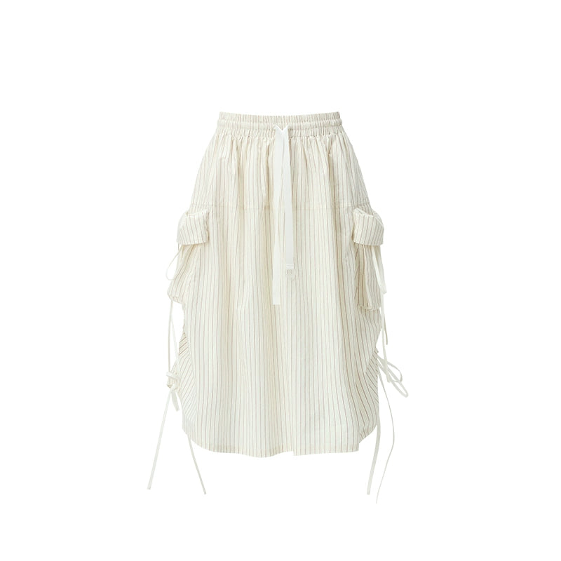 Fashion Stripe Doll Neck Skirt Set