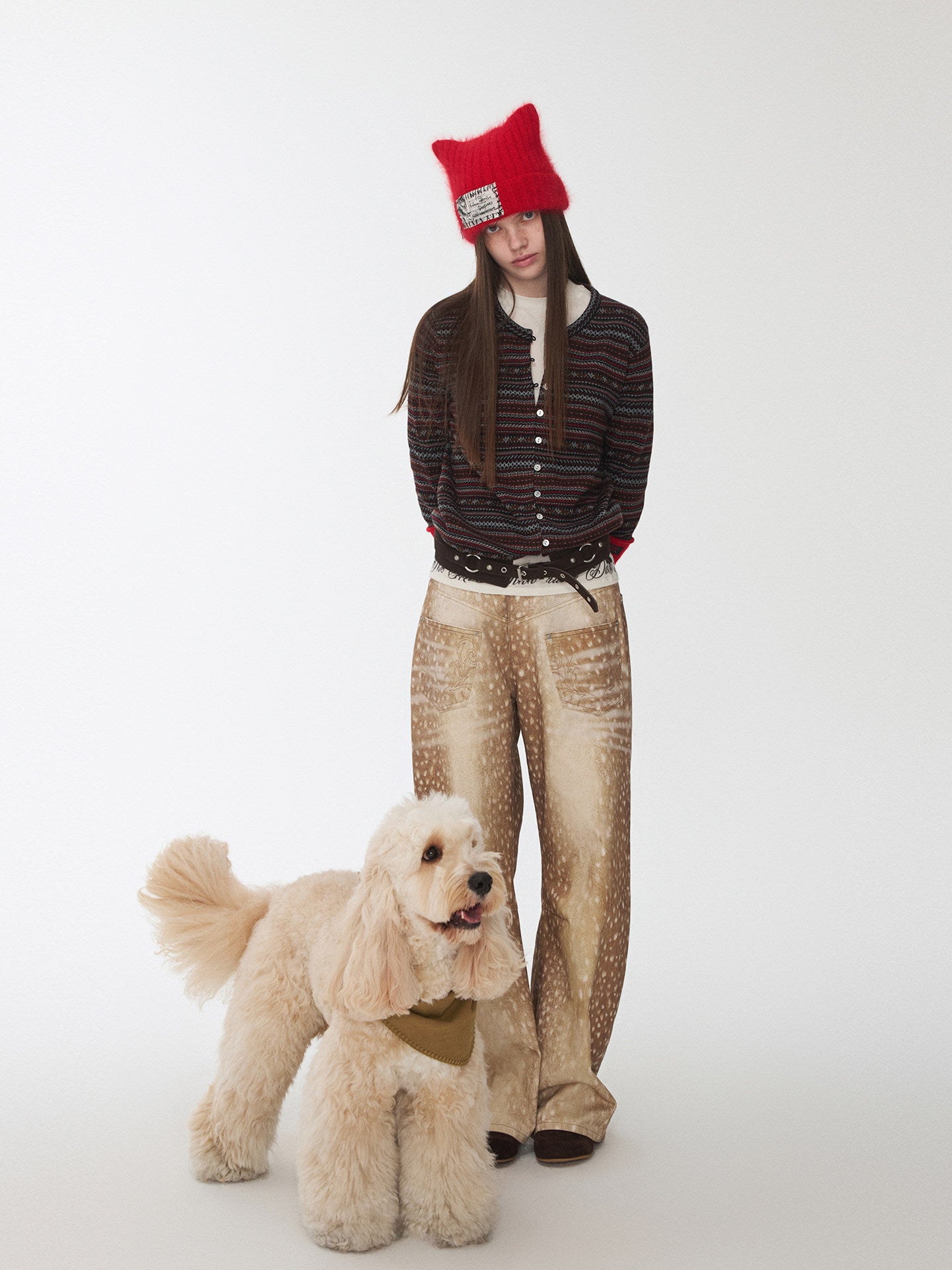 Fawn Embroidered Wide-Leg Jeans