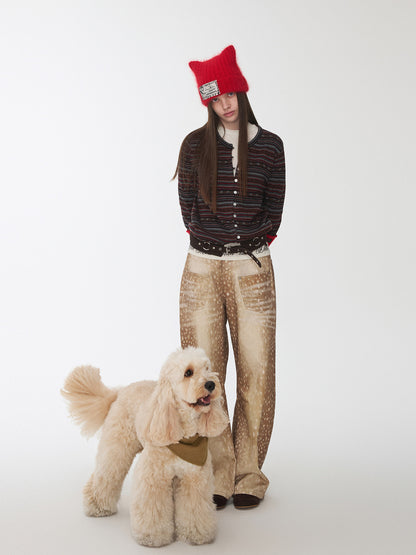 Fawn Embroidered Wide-Leg Jeans