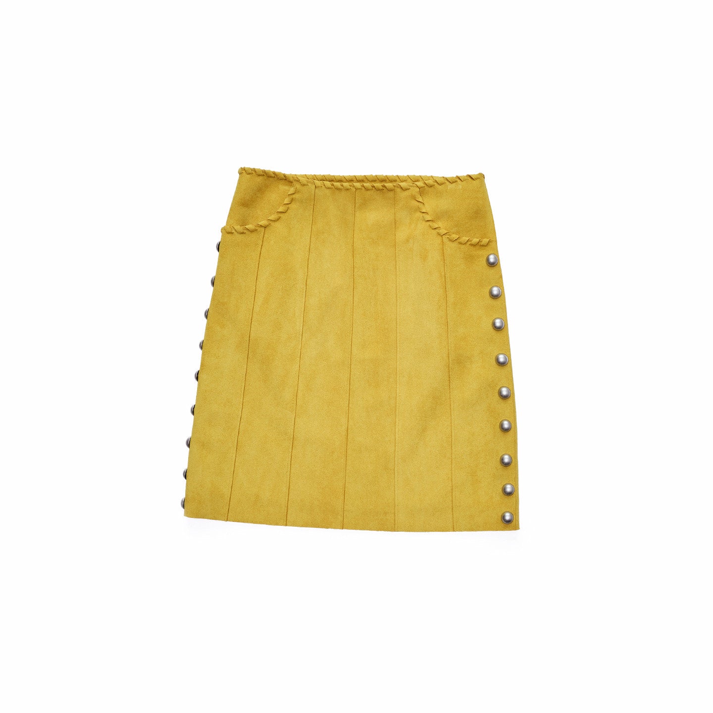 Studded Suede A-Line Midi Skirt