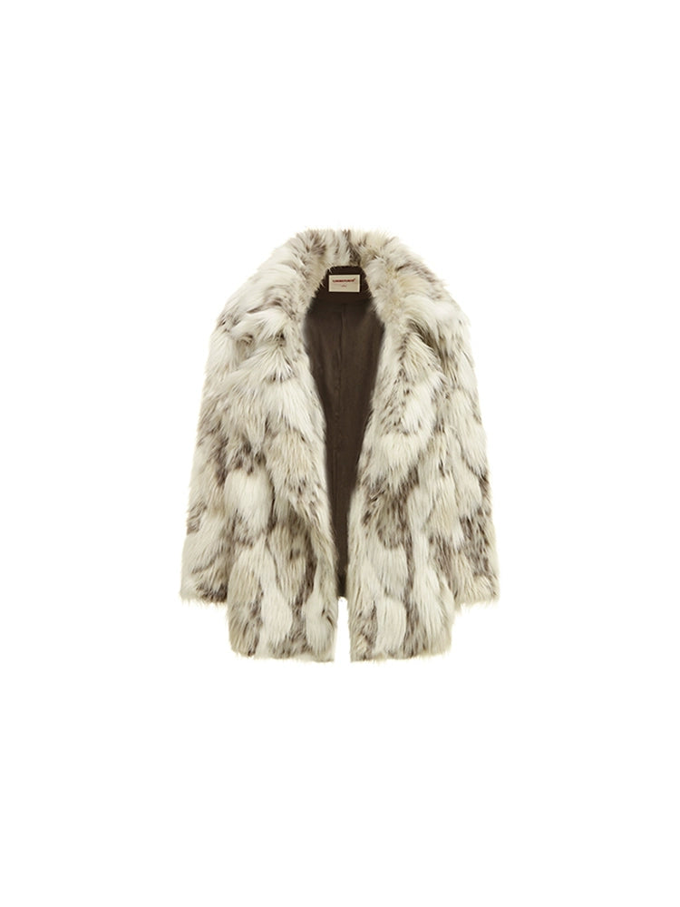 Leopard Print Eco-Fur Coat with Large Lapel – Autumn/Winter Statement Outerwear