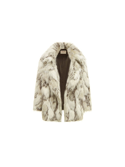 Leopard Print Eco-Fur Coat with Large Lapel – Autumn/Winter Statement Outerwear