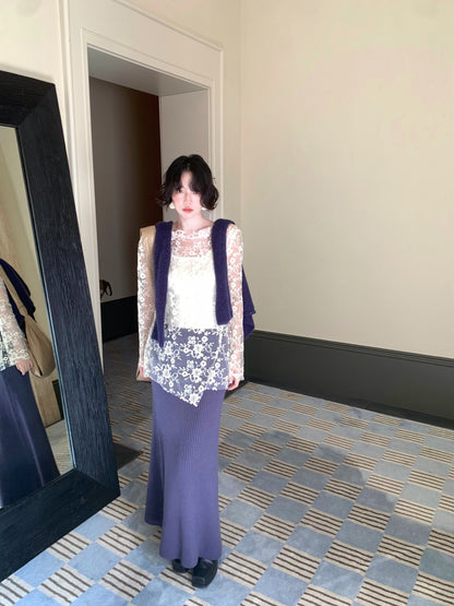 Apricot Mist Lace Embroidered Cover-Up & Camisole Two-Piece Set – French Retro