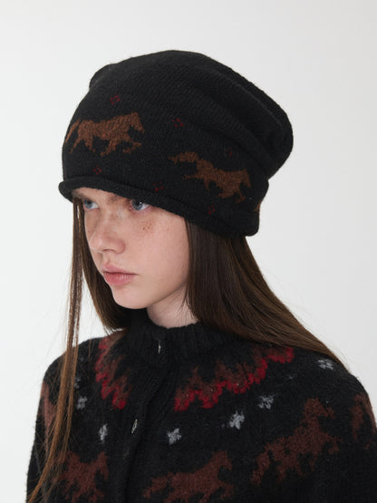 Fair Isle Pony Knit Beanie