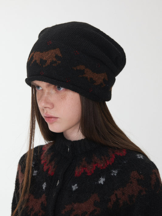 Fair Isle Pony Knit Beanie