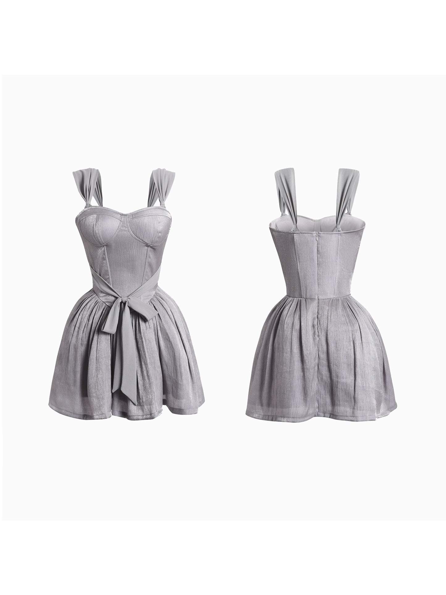 Silver Gray Ballet Style Strapless Dress