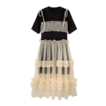 Mesh Patchwork - Fairy Pleated Dress