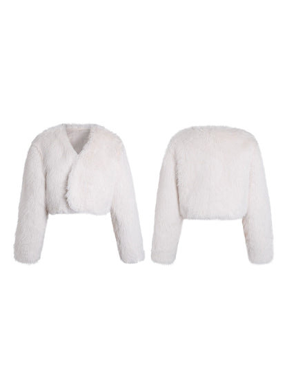 Winter White Fur Short Coat - Eco-Friendly