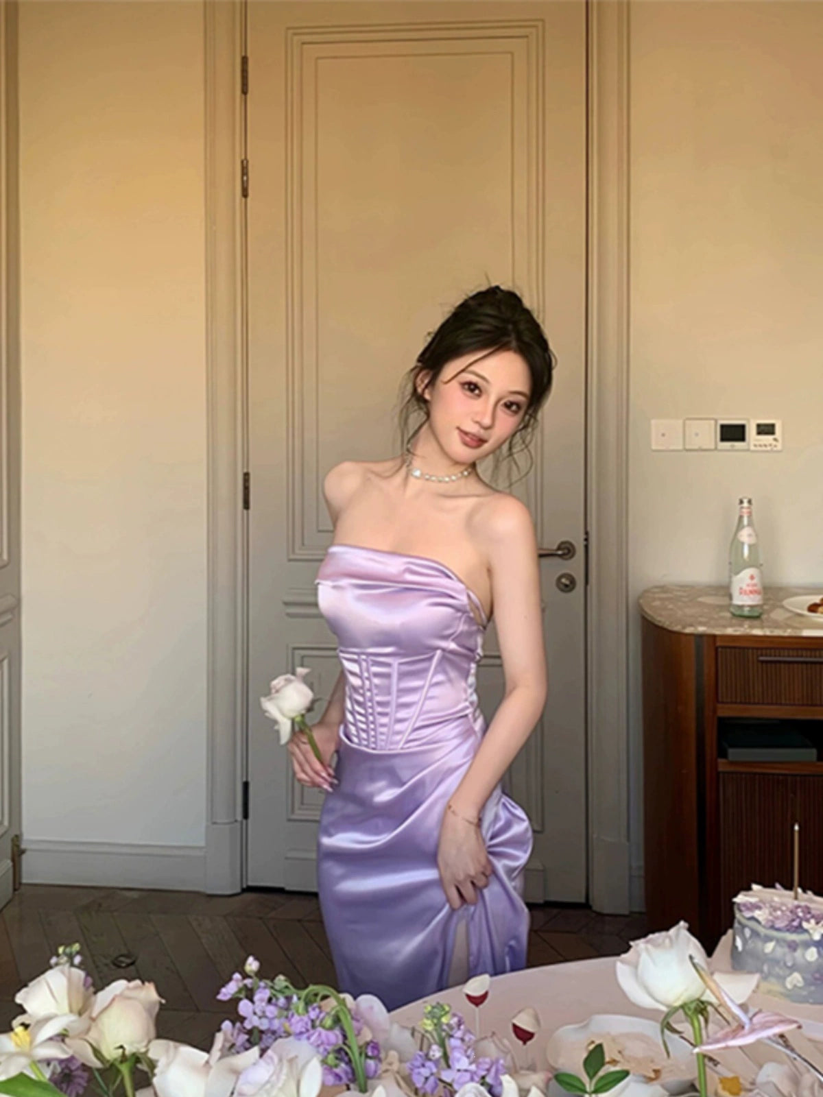Herringbone Birthday Slip Dress - Luxury Quinceanera Party Gown