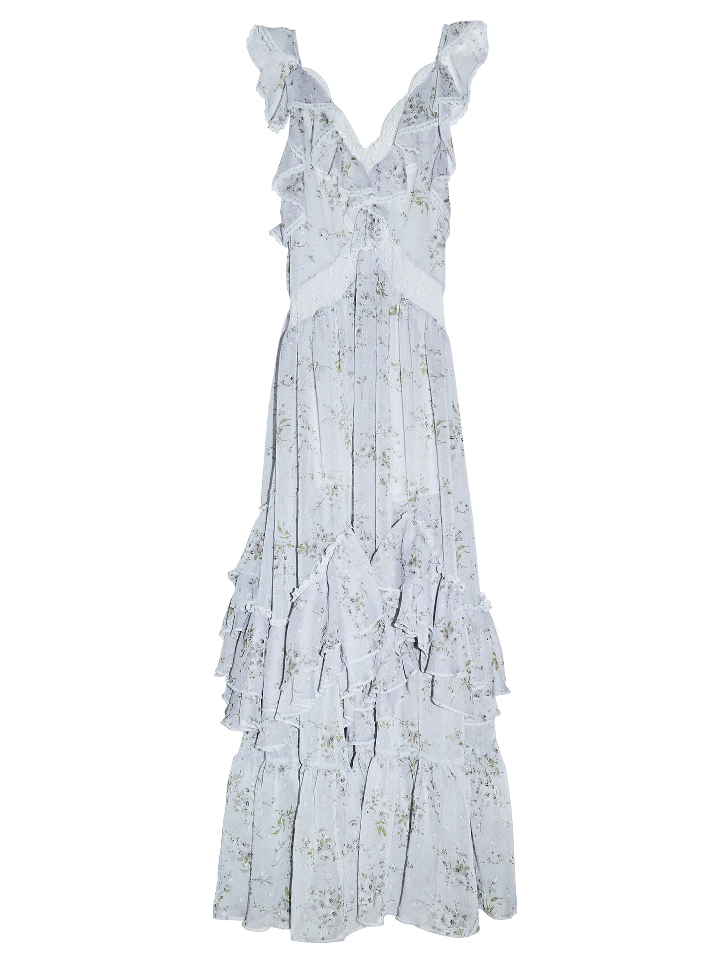 Blue Floral Ruffle Maxi Dress | Romantic Resort Dress