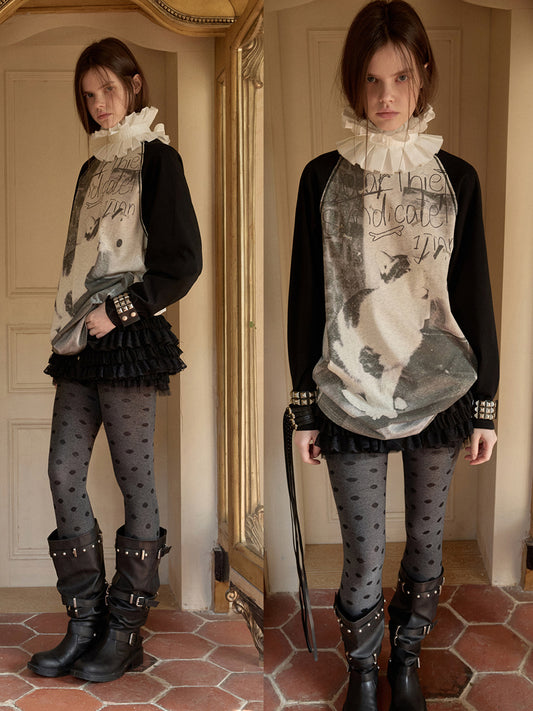 Cat & Dog Rhinestone Raglan Tee