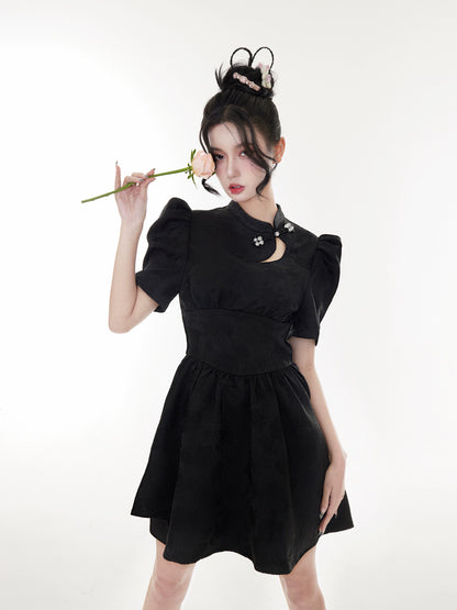 Dark Night Thousand Gold Moon Qipao Dress