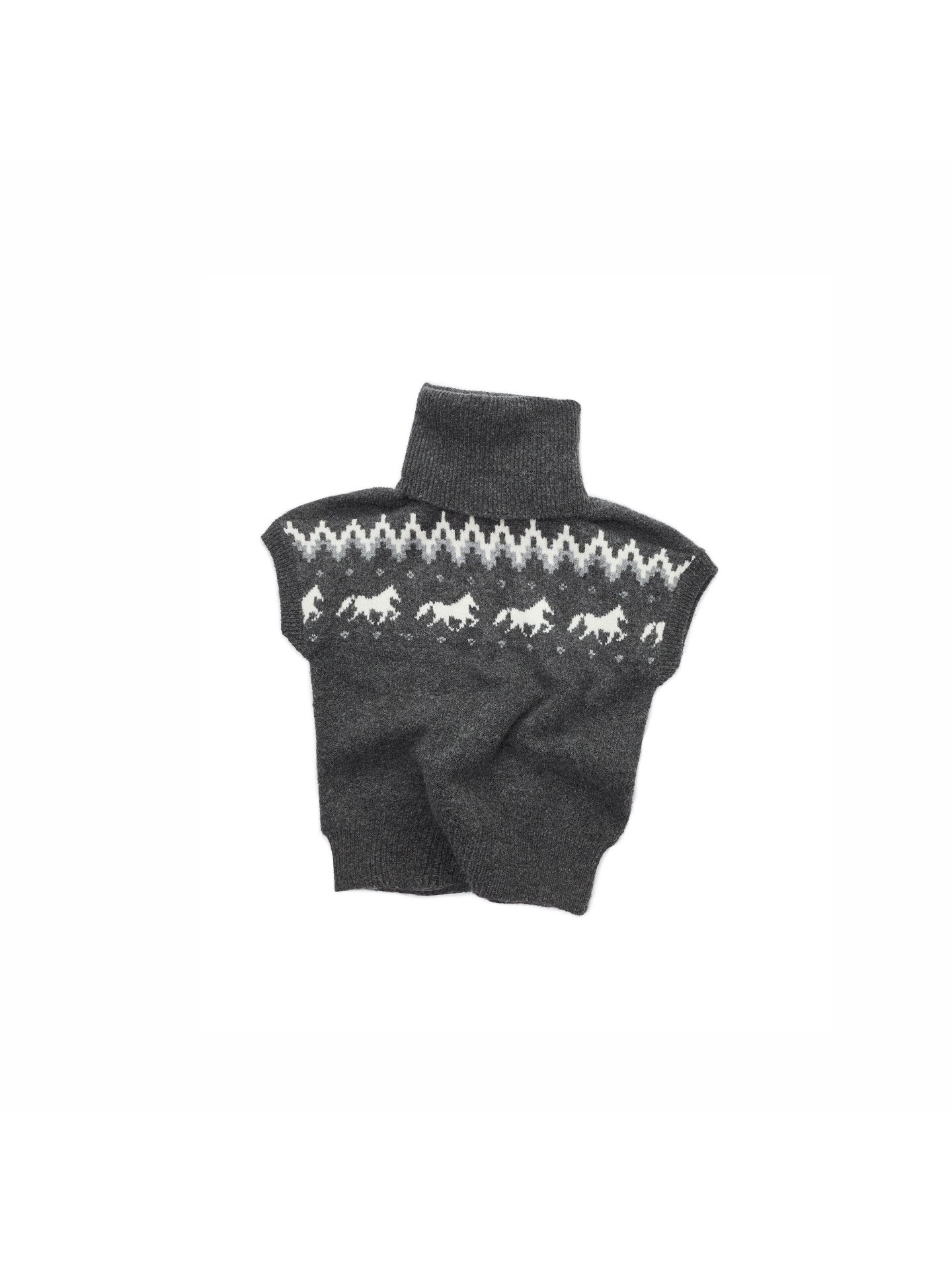 Fair Isle Pony High-Neck Knit Top