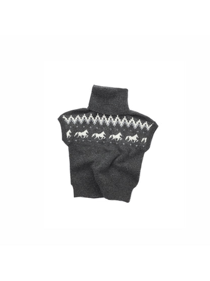 Fair Isle Pony High-Neck Knit Top