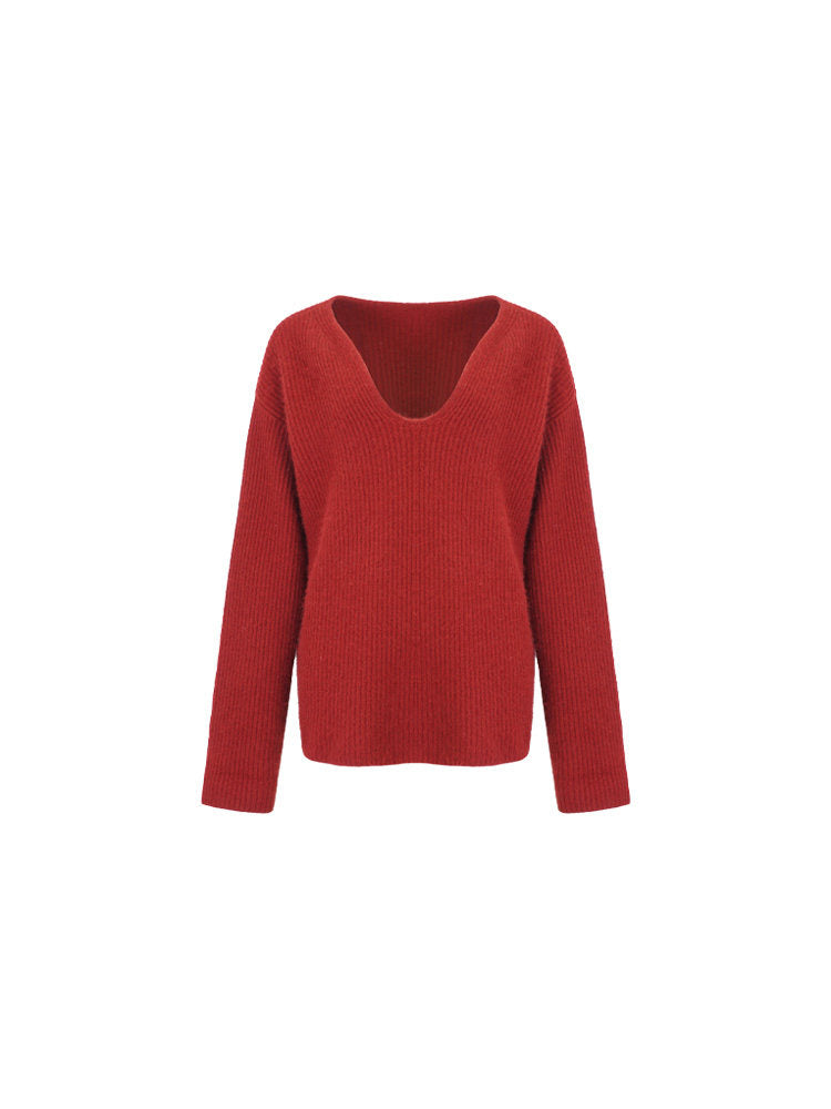 Raccoon Wool-Blend V-Neck Sweater – Hong Kong Retro Fall/Winter Lazy Knit