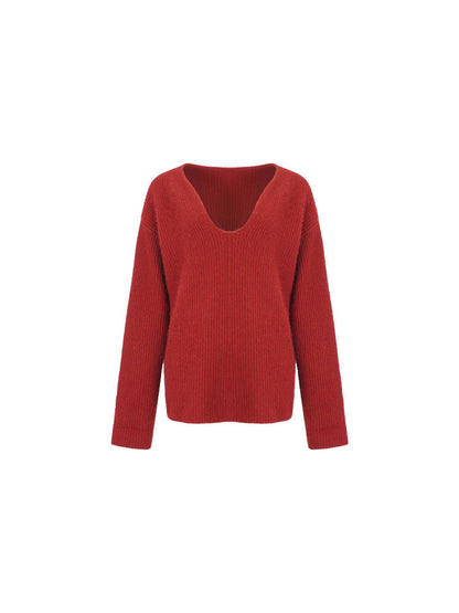 Raccoon Wool-Blend V-Neck Sweater – Hong Kong Retro Fall/Winter Lazy Knit