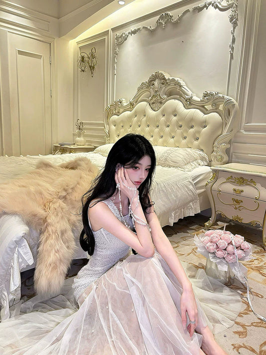 Beaded Luxury Slip Dress – High-End Birthday Party Gown