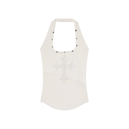 Phuket Diary V-Neck Diamond Mesh Sleeveless Tank Top - Summer Style