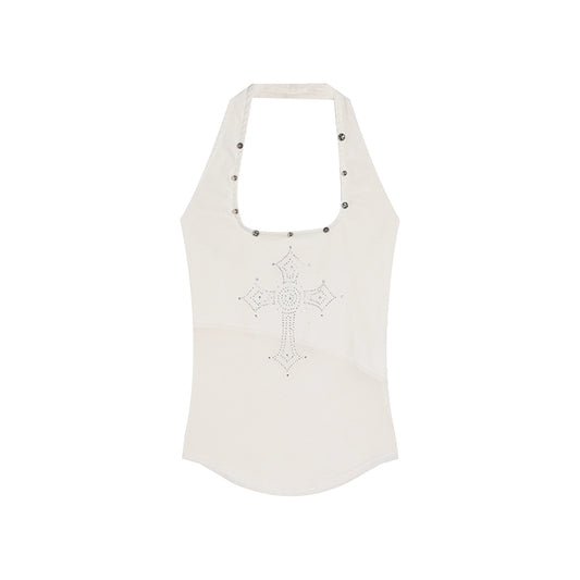 Phuket Diary V-Neck Diamond Mesh Sleeveless Tank Top - Summer Style