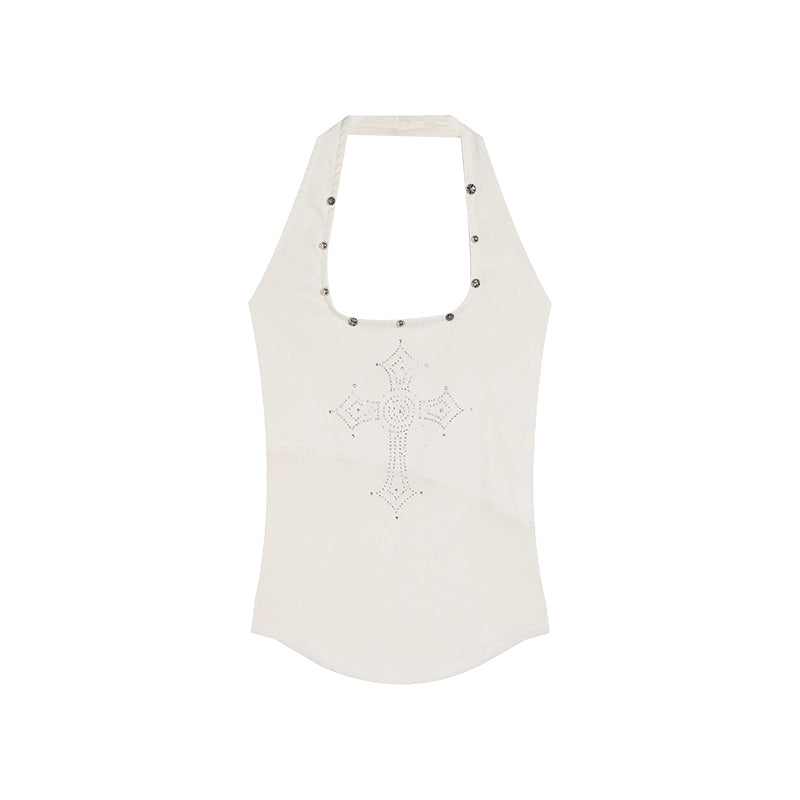 Phuket Diary V-Neck Diamond Mesh Sleeveless Tank Top - Summer Style