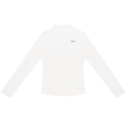 Semi-Transparent Wool Long Sleeve Top | Retro Half-Turtleneck Slim Fit Knit