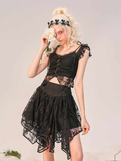 Summer Artisan - Bow-Topped A-line Lace Dress