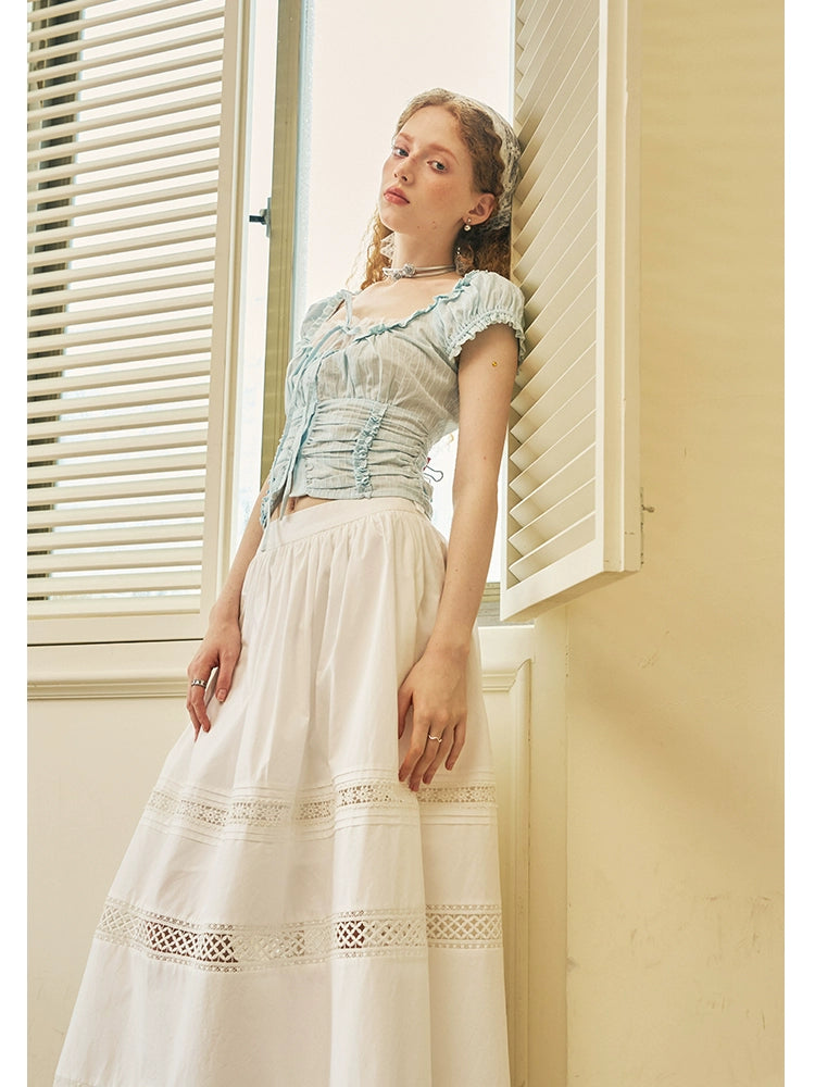 Lace Patchwork Midi Skirt