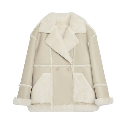 Elegant Contrast Fur Coat