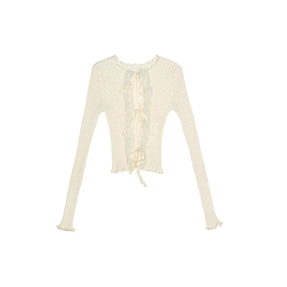 Strappy Cut-Out Cardigan – Slim Fit Knitted Shell Top