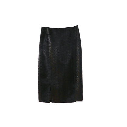 High Waisted Split Lizard PU Leather Skirt L908