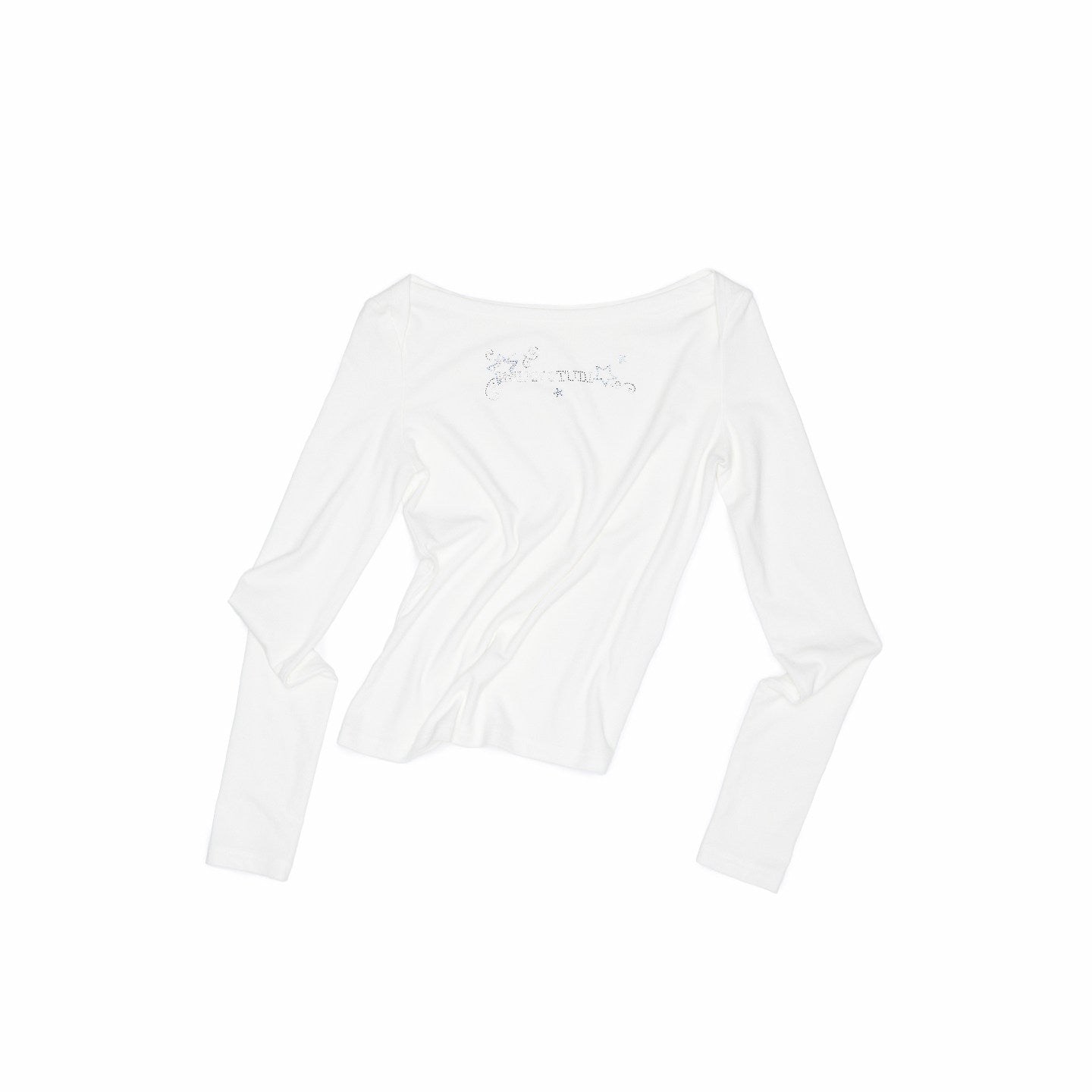 Rhinestone Letter One-Shoulder Top